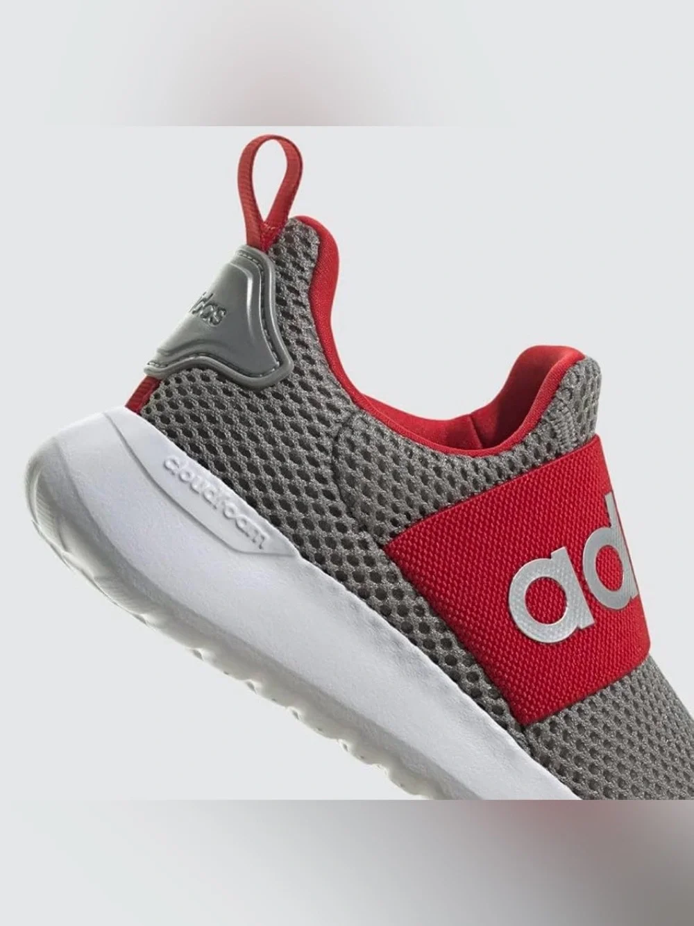 adidas Toddler Grey Mesh Slip-On Sneaker with Red Strap